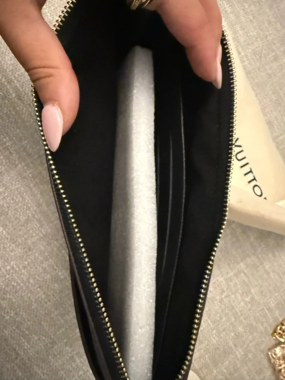 Louis Vuitton Black and Gold Zip Clutch Wristlet - Picture 5 of 7